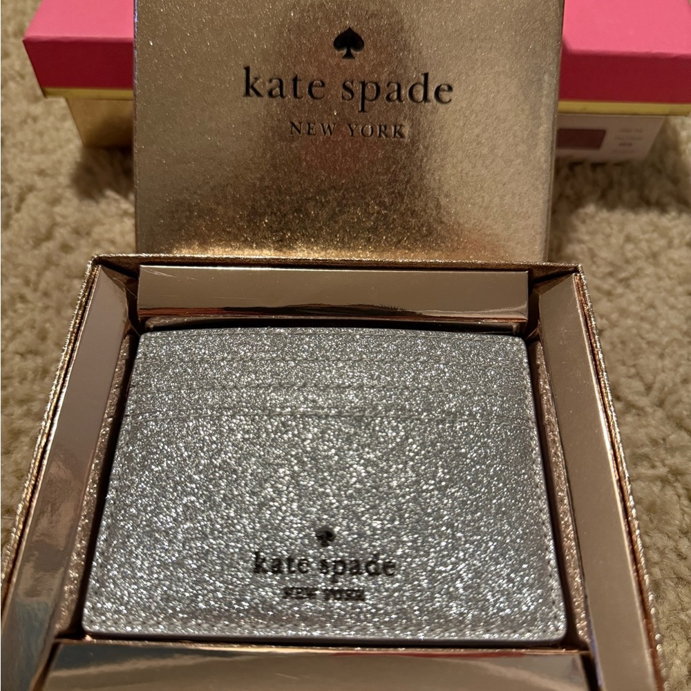 Kate Spade Silver Glitter card holder